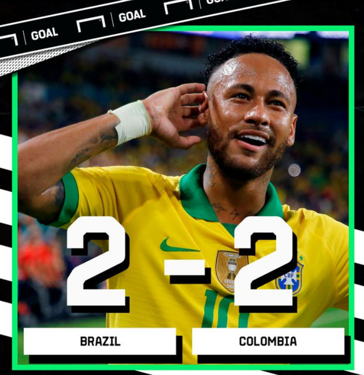 热身赛-内马尔传射立功铁腰破门 巴西2-2哥伦比亚