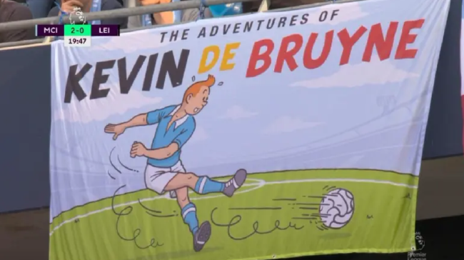 曼城拉横幅支持德布劳内